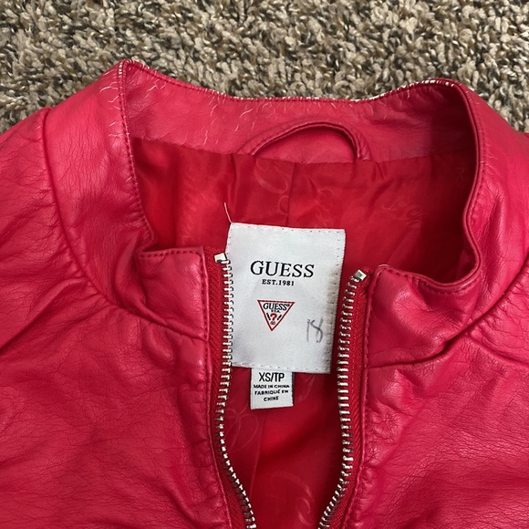 Guess Pink/Red Leather Jacket - Picture 3 of 5